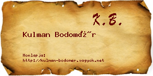 Kulman Bodomér névjegykártya